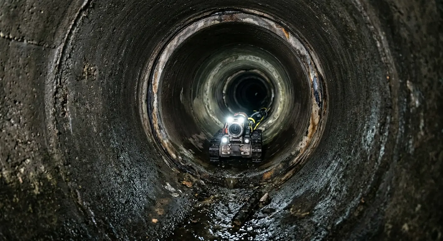 Robotic sewer camera inspecting pipe interior for Drain Snake Service in Makaha